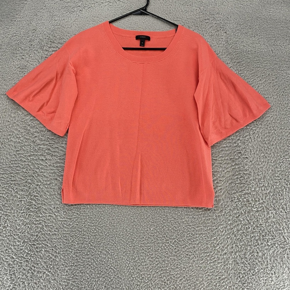 J Crew Sweater Womens XS Pink Salmon Flutter Knit Lightweight Crewneck